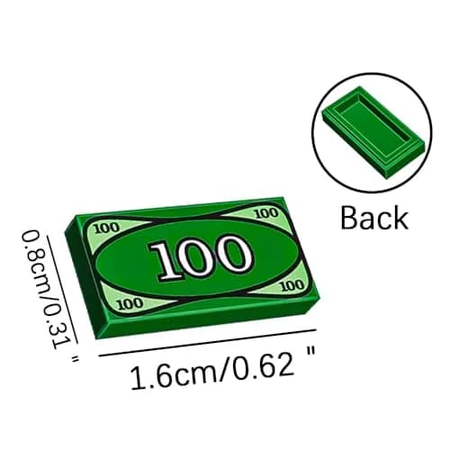 ARBTOTCE 100 Pcs 1x2 Dollar Bill Printed Tiles | Educational Building Blocks for Kids Ages 6+ thumbnail 2