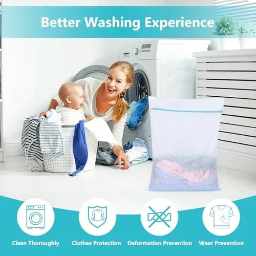 OTraki Large Mesh Laundry Bag 60 x 80 cm (24 x 32 inch) | Zippered Delicates Bag for Washing Machine, Sweaters, Bed Sheets, Toys thumbnail 6