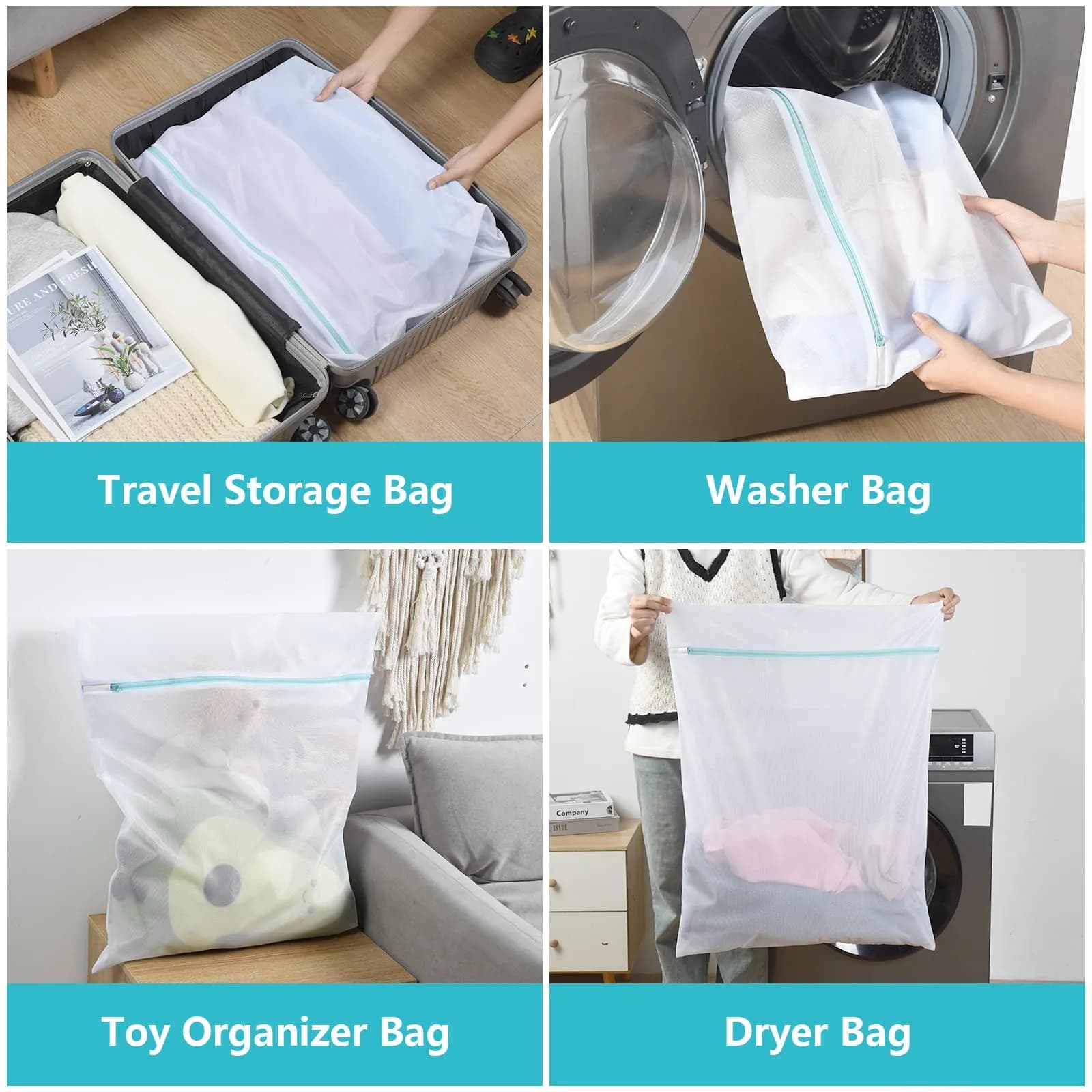 OTraki Large Mesh Laundry Bag 60 x 80 cm (24 x 32 inch) | Zippered Delicates Bag for Washing Machine, Sweaters, Bed Sheets, Toys - view 8