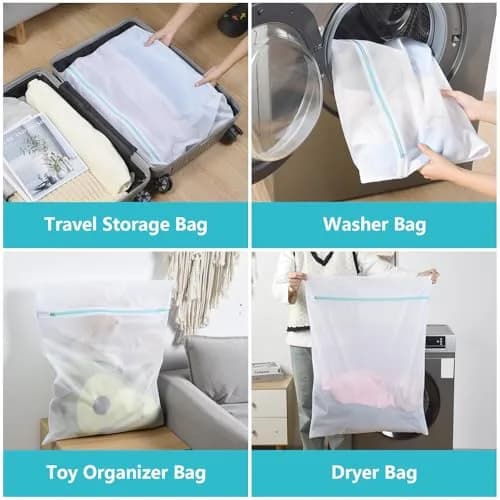 OTraki Large Mesh Laundry Bag 60 x 80 cm (24 x 32 inch) | Zippered Delicates Bag for Washing Machine, Sweaters, Bed Sheets, Toys thumbnail 8
