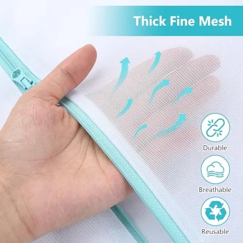 OTraki Large Mesh Laundry Bag 60 x 80 cm (24 x 32 inch) | Zippered Delicates Bag for Washing Machine, Sweaters, Bed Sheets, Toys thumbnail 3