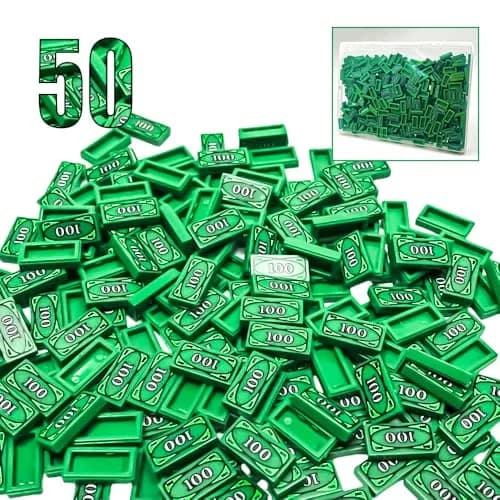 ARBTOTCE 1x2 Dollar Bill Printed Flat Tiles 50 Pcs | Educational STEM Toy Building Blocks for Kids Ages 6+ thumbnail 1