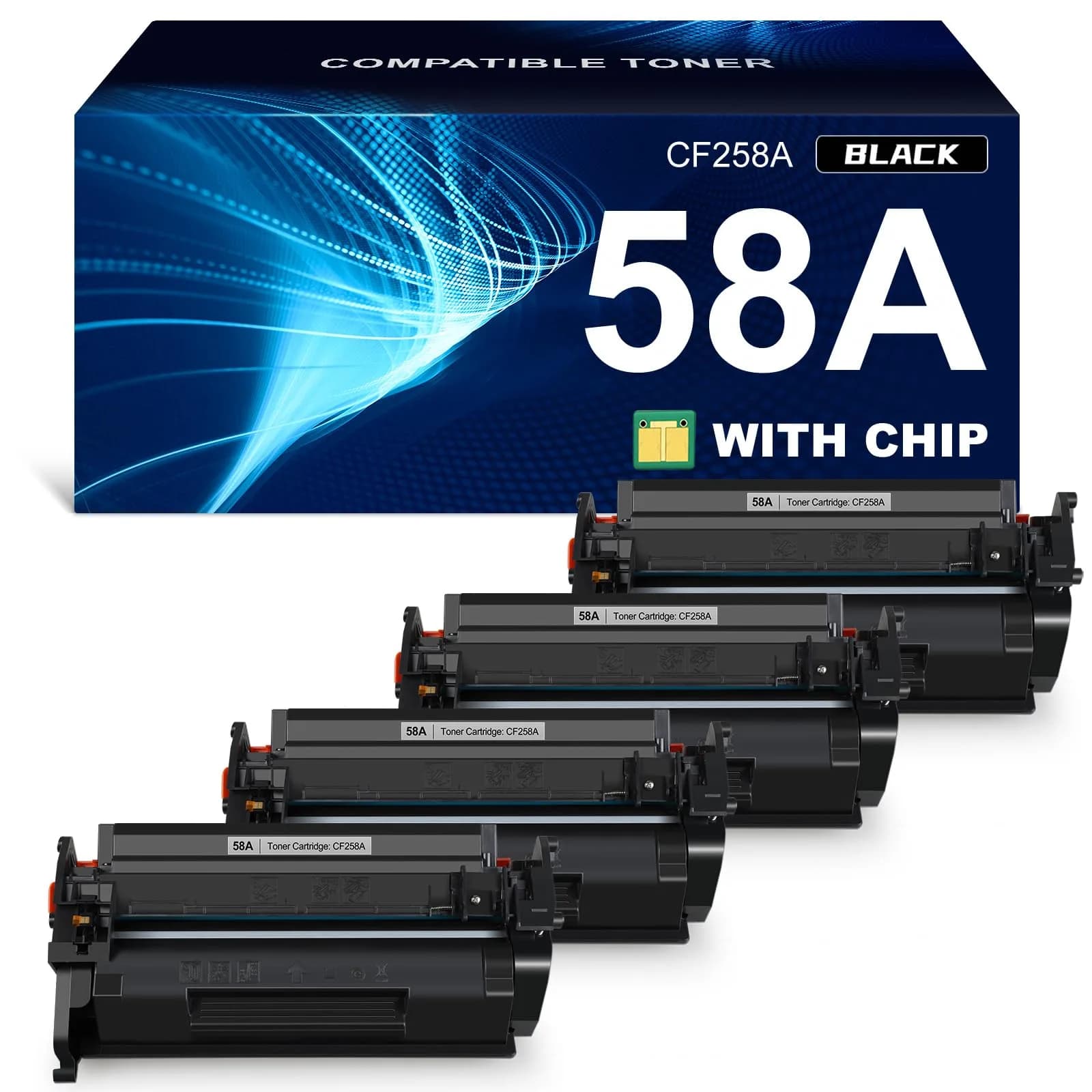 ALLWORK 58A Toner Cartridge Black Compatible for HP 58A CF258A 58X M428fdw | High Page Yield, 4-Pack