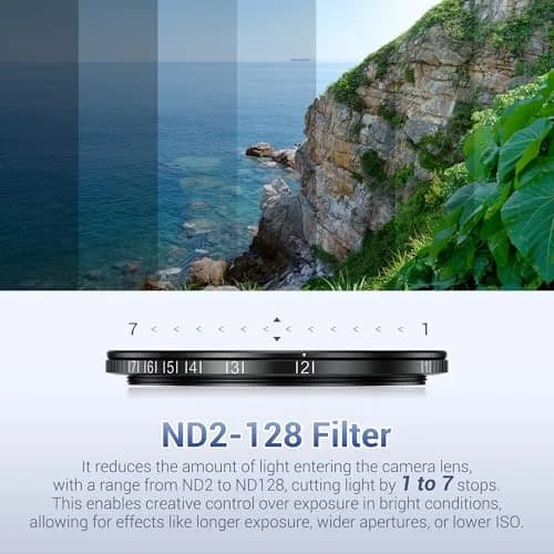 JJC 67mm ND Variable Filter with Magnetic Adapter for iPhone 16 15 14 Pro/Pro Max/Plus | ND2-128 (1-7 Stops) thumbnail 3