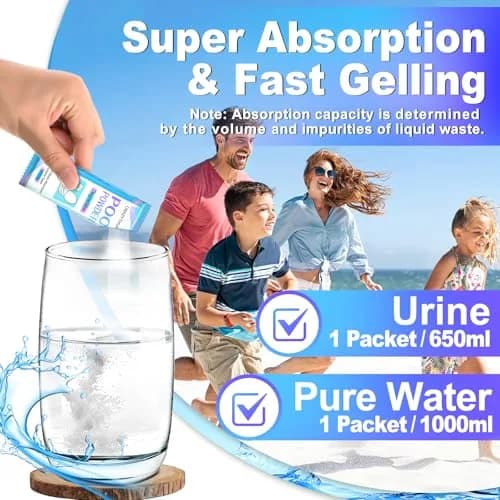 CRAZYTHUR Portable Toilet Gel Powder 50PCS | Solidifies Waste 2x Faster, Odor Lock thumbnail 2
