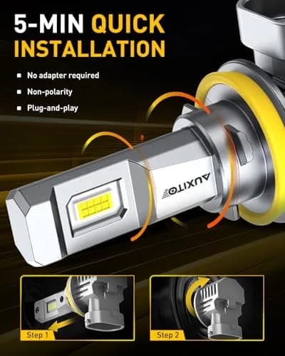 AUXITO H11/H9/H16/H8 LED Fog Light Bulbs 6500K Cool White 30000LM Pack of 2 | True Mini Size for Enhanced Visibility thumbnail 4