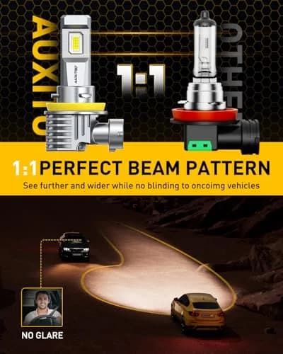 AUXITO H11/H9/H16/H8 LED Fog Light Bulbs 6500K Cool White 30000LM Pack of 2 | True Mini Size for Enhanced Visibility thumbnail 6