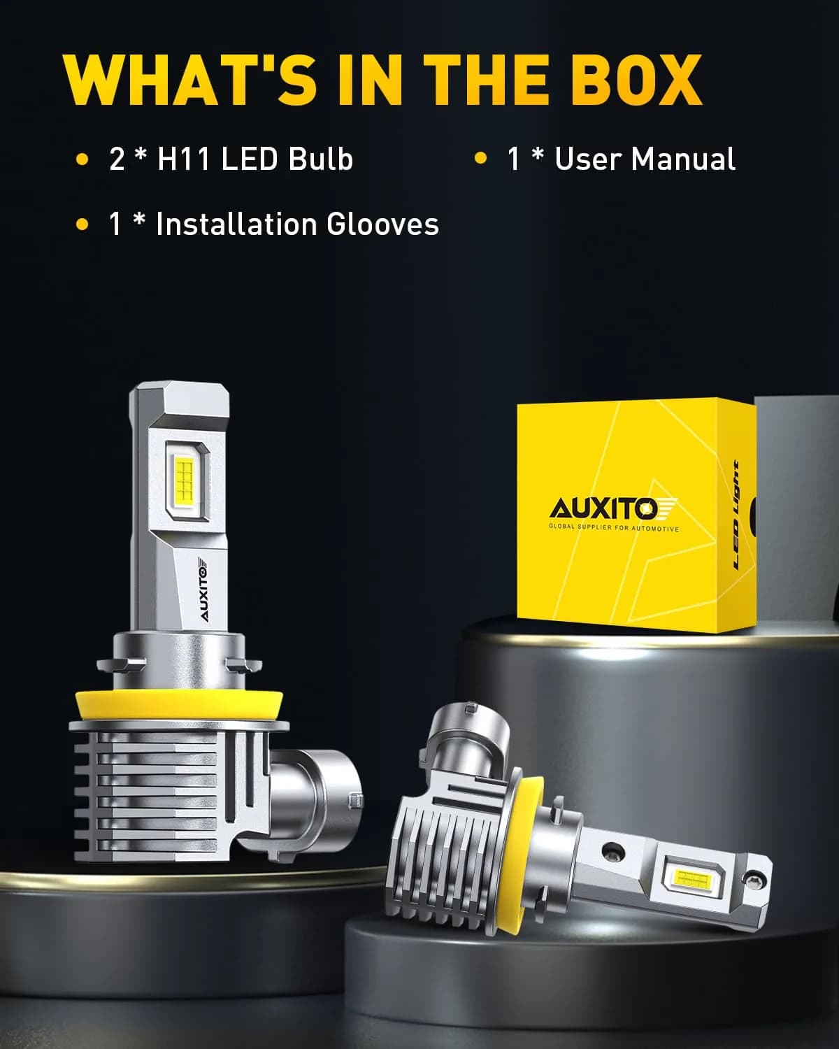 AUXITO H11/H9/H16/H8 LED Fog Light Bulbs 6500K Cool White 30000LM Pack of 2 | True Mini Size for Enhanced Visibility - view 7