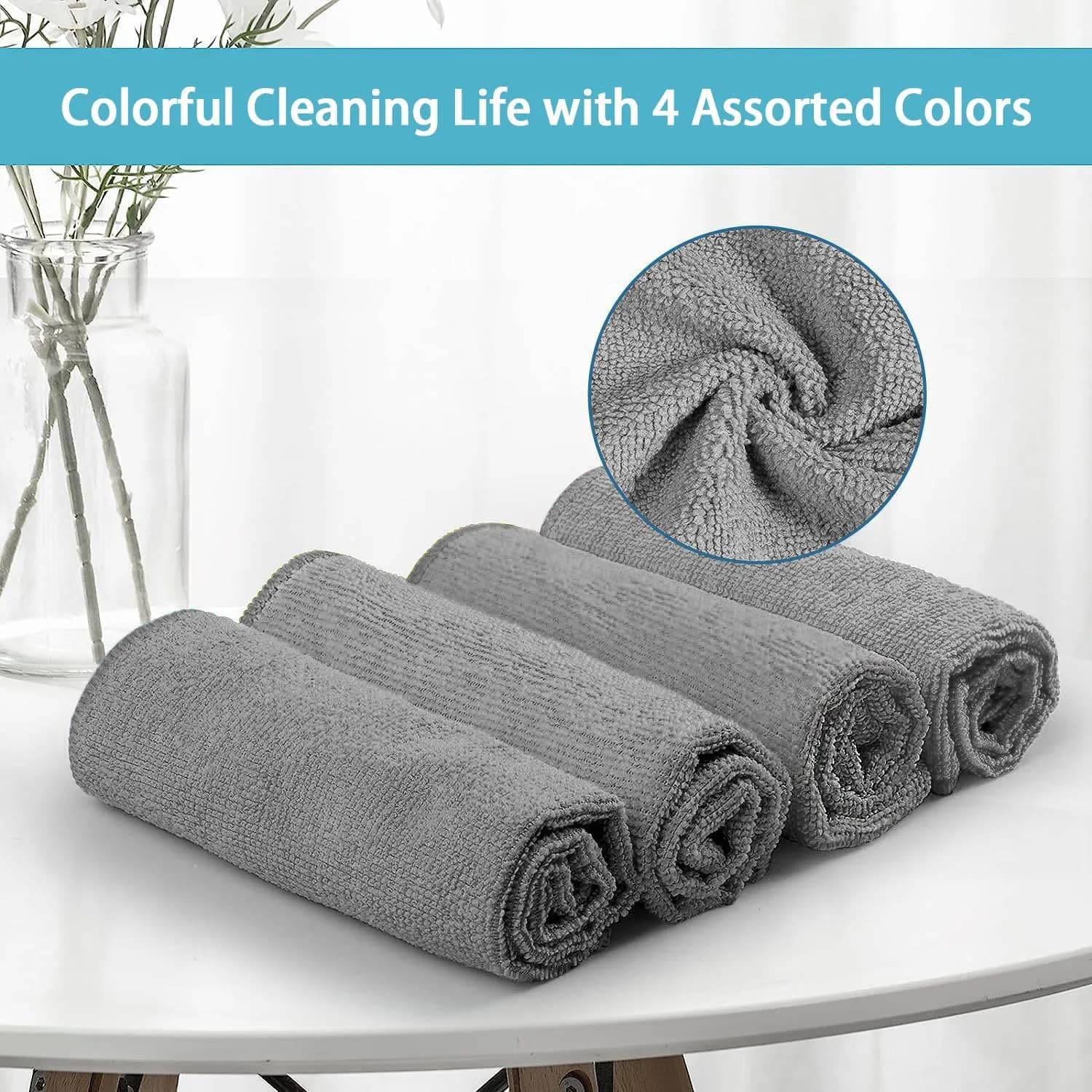 HOMEXCEL Grey Microfiber Cleaning Cloths (150 Pack, 11.5"x11.5") | Streak-Free Shine for All Surfaces - view 2