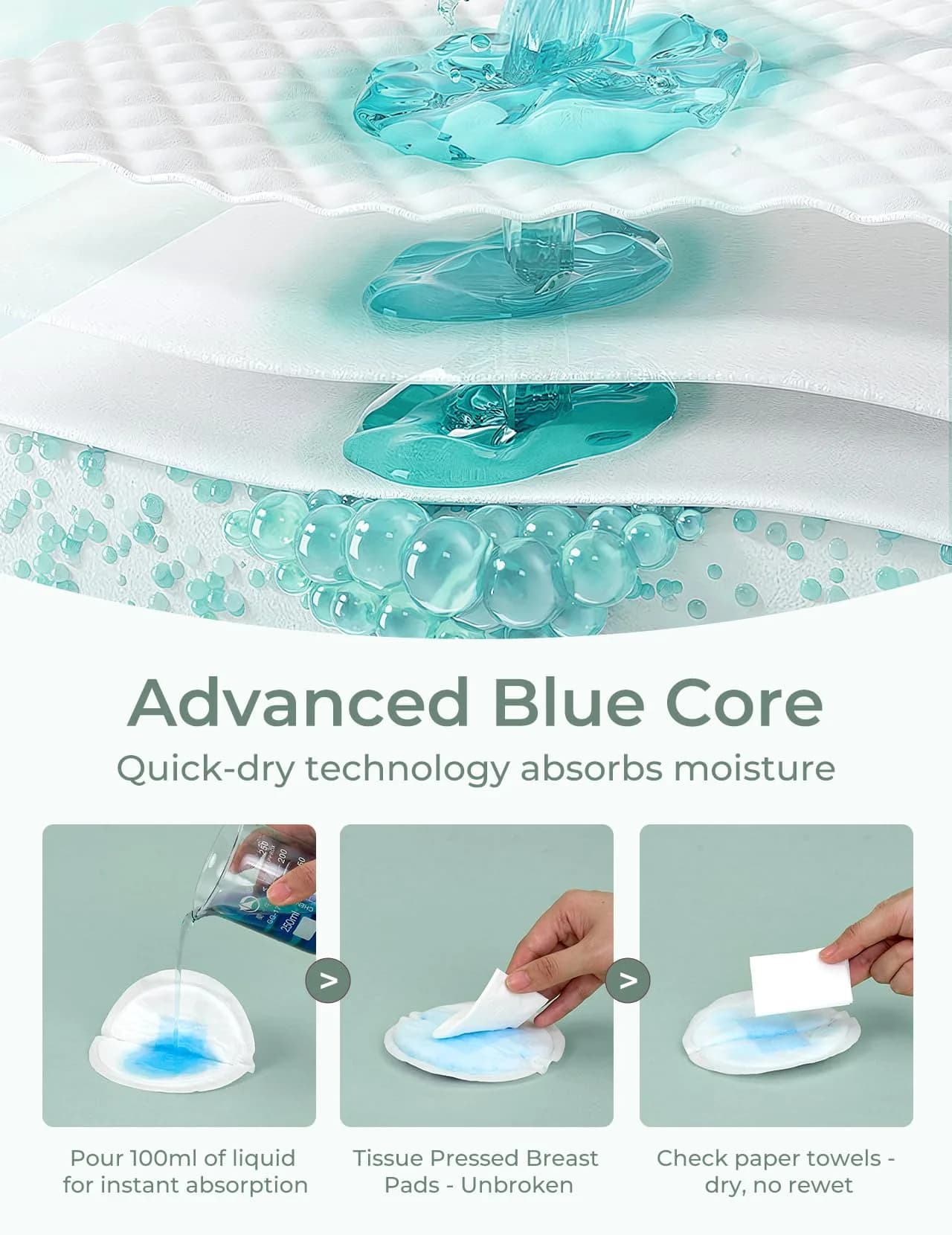 Momcozy Bamboo Disposable Nursing Pads, 120 Count | Advanced Blue Core for Ultra-Absorbent, Leakproof Protection - view 3