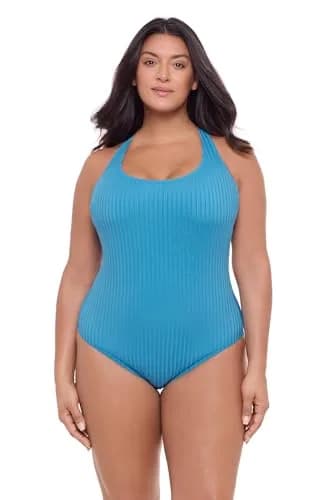 S3 Swim Women's Shaping Scoop Neck One Piece Swimsuit, Lake Blue, X-Large | 360° Smoothing Support thumbnail 1