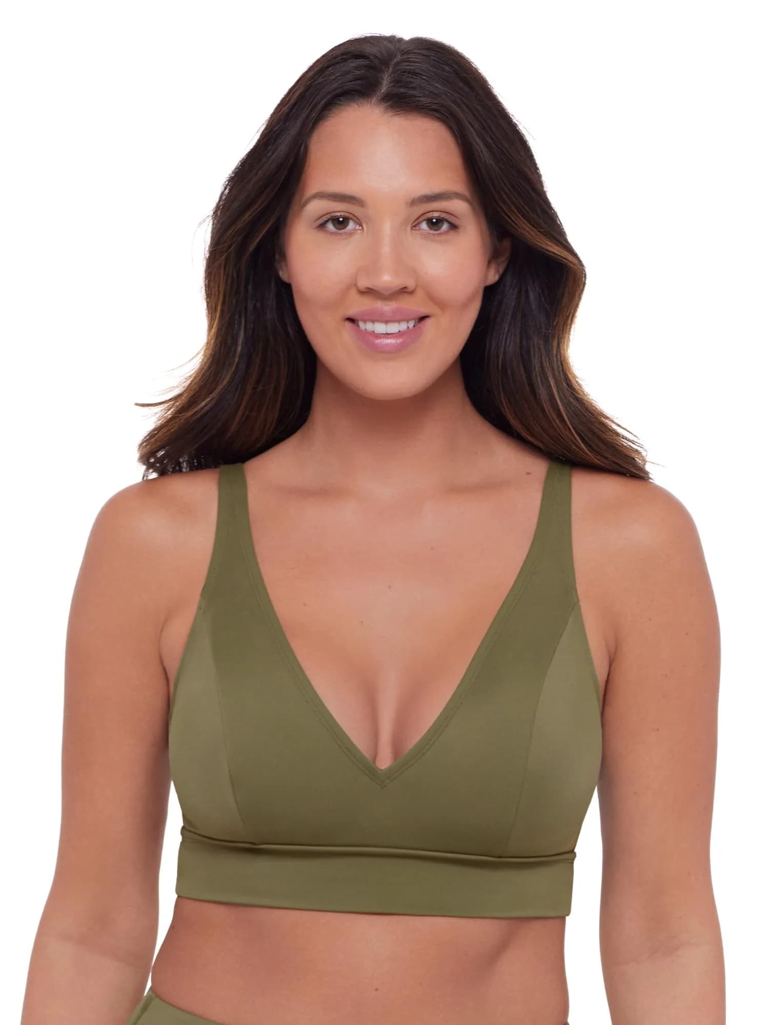 S3 Swim Supportive V-Neck Over the Shoulder Plunge Bikini Top, Eucalyptus, Small | Deep V-neck, Adjustable Straps, Supportive Fit