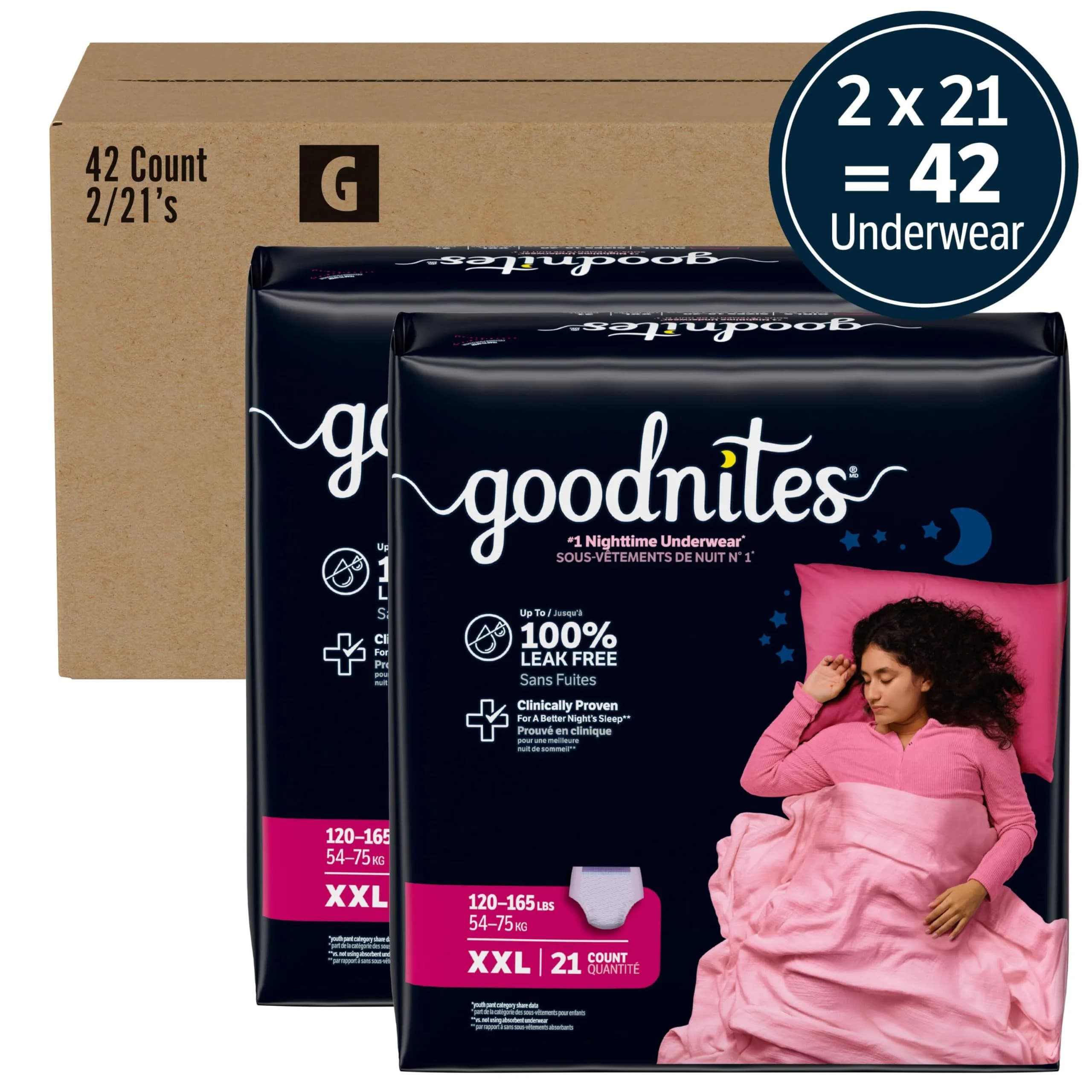 Goodnites Girls' Nighttime Underwear XXL (120-165 lbs) | Leak-Free Protection for Confident Nights - view 2
