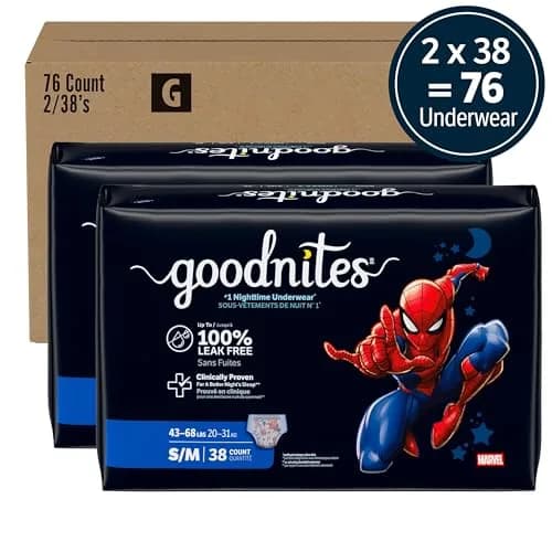 GoodNites Boys Nighttime Underwear S/M (76 Ct) | 100% Leak-Free Protection for Boys 43-68 lbs thumbnail 2