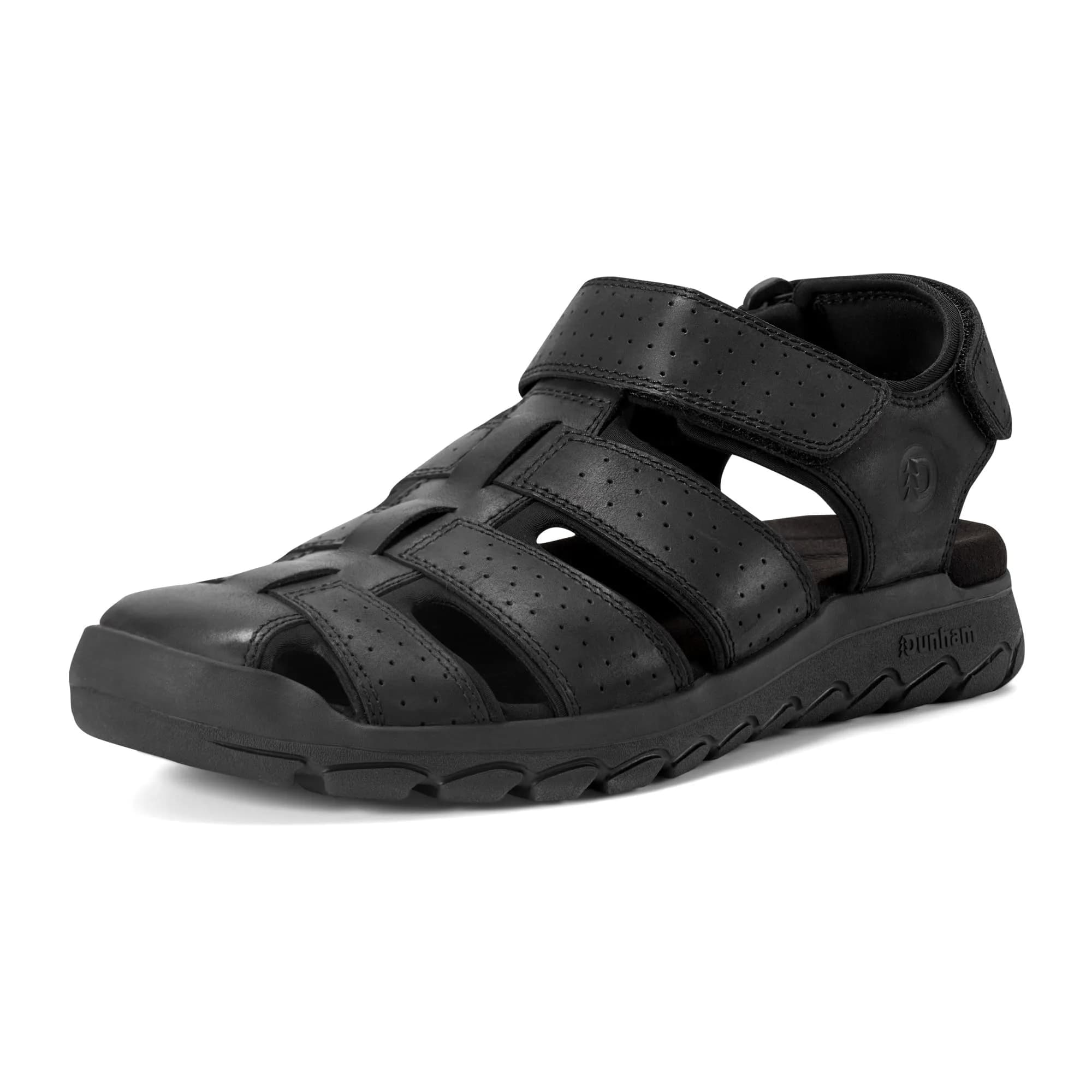 Dunham Norwood, Black Leather, 13 Medium | Casual Men's Sandal with Arch Support & Slip-Resistant Sole — 13