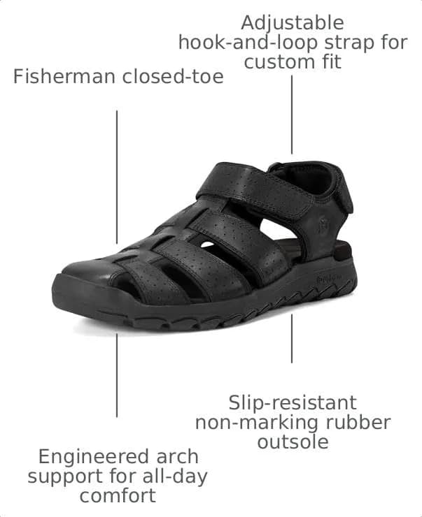 Dunham Norwood, Black Leather, 13 Medium | Casual Men's Sandal with Arch Support & Slip-Resistant Sole thumbnail 2