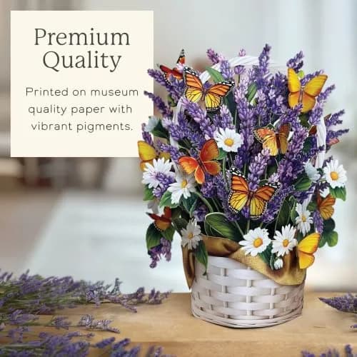 Freshcut Paper Lavender & Butterflies Pop Up Card 12 Inch Forever Flower Bouquet | Biodegradable & Reusable thumbnail 5