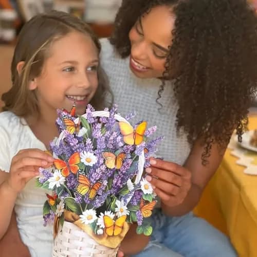 Freshcut Paper Lavender & Butterflies Pop Up Card 12 Inch Forever Flower Bouquet | Biodegradable & Reusable thumbnail 6