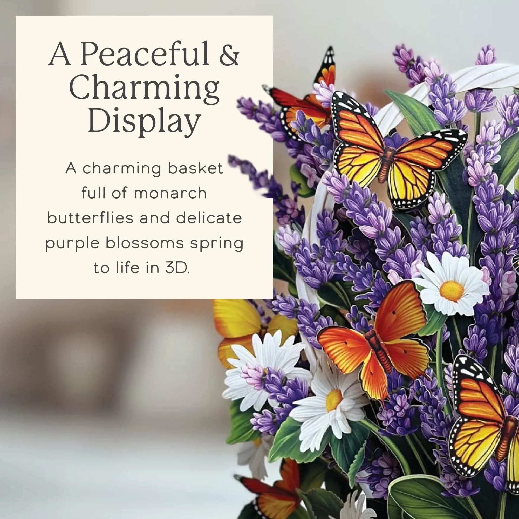 Freshcut Paper Lavender & Butterflies Pop Up Card 12 Inch Forever Flower Bouquet | Biodegradable & Reusable - view 3