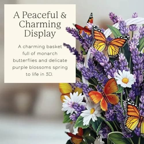 Freshcut Paper Lavender & Butterflies Pop Up Card 12 Inch Forever Flower Bouquet | Biodegradable & Reusable thumbnail 3