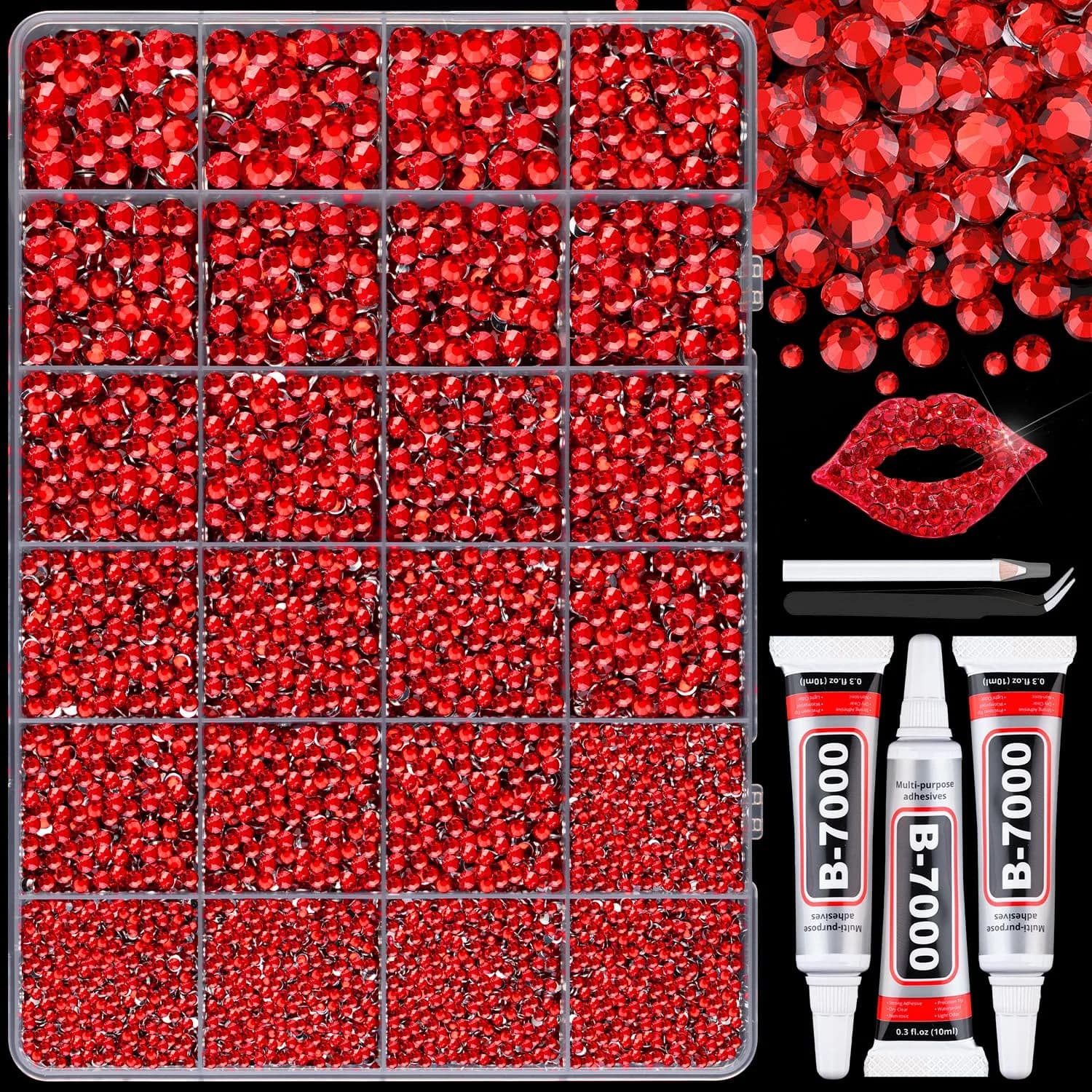 BELLEBOOST Resin Rhinestones 25000pcs Dark Purple AB | Flatback Gems for Nail Art & Crafts — Red
