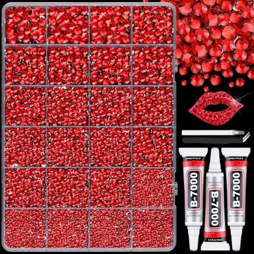 BELLEBOOST Resin Red Rhinestones 32000pcs | Flatback Gems for Nail Art & Crafts, 2-6mm, Bedazzling Crystal, DIY Jewelry & Decor thumbnail 1