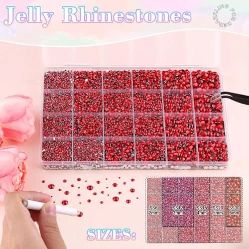 BELLEBOOST Resin Red Rhinestones 32000pcs | Flatback Gems for Nail Art & Crafts, 2-6mm, Bedazzling Crystal, DIY Jewelry & Decor thumbnail 2
