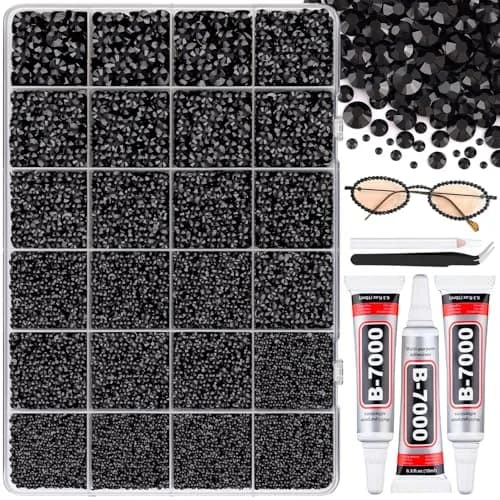 BELLEBOOST Resin Black Rhinestones 32000pcs | 2-6mm Flatback Gems for Nail Art & Crafts thumbnail 1
