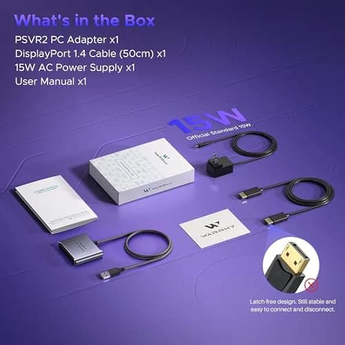 Warrky PSVR2 PC Adapter, Aluminum Shell & Nylon-Braided Cable, 15W Power Supply Included | Connect PSVR2 to PC for Enhanced Gaming thumbnail 4
