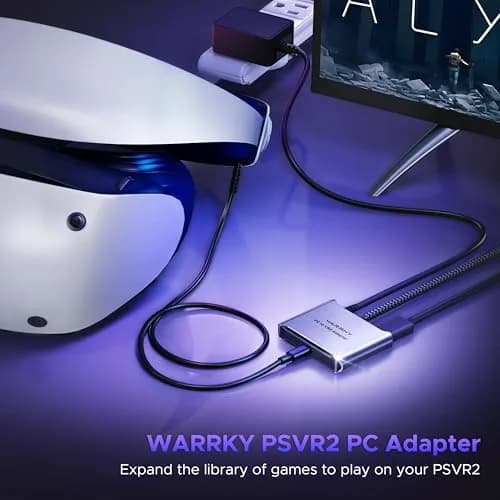 Warrky PSVR2 PC Adapter, Aluminum Shell & Nylon-Braided Cable, 15W Power Supply Included | Connect PSVR2 to PC for Enhanced Gaming thumbnail 2