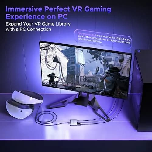 Warrky PSVR2 PC Adapter, Aluminum Shell & Nylon-Braided Cable, 15W Power Supply Included | Connect PSVR2 to PC for Enhanced Gaming thumbnail 3
