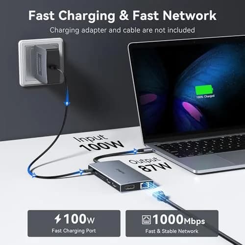 ZMUIPNG USB C Docking Station Dual Monitor 15 in 1 | 2 HDMI 4K DP 8K, 100W PD, Ethernet, Audio, USB Hub thumbnail 6