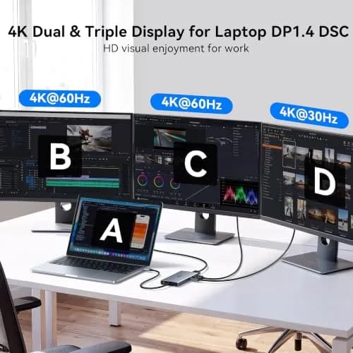 ZMUIPNG USB C Docking Station Dual Monitor 15 in 1 | 2 HDMI 4K DP 8K, 100W PD, Ethernet, Audio, USB Hub thumbnail 3