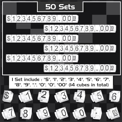 Qunclay Black Number Price Display Cubes 6x4mm (0.24x0.16 inches) | Adjustable Retail Price Tags thumbnail 5
