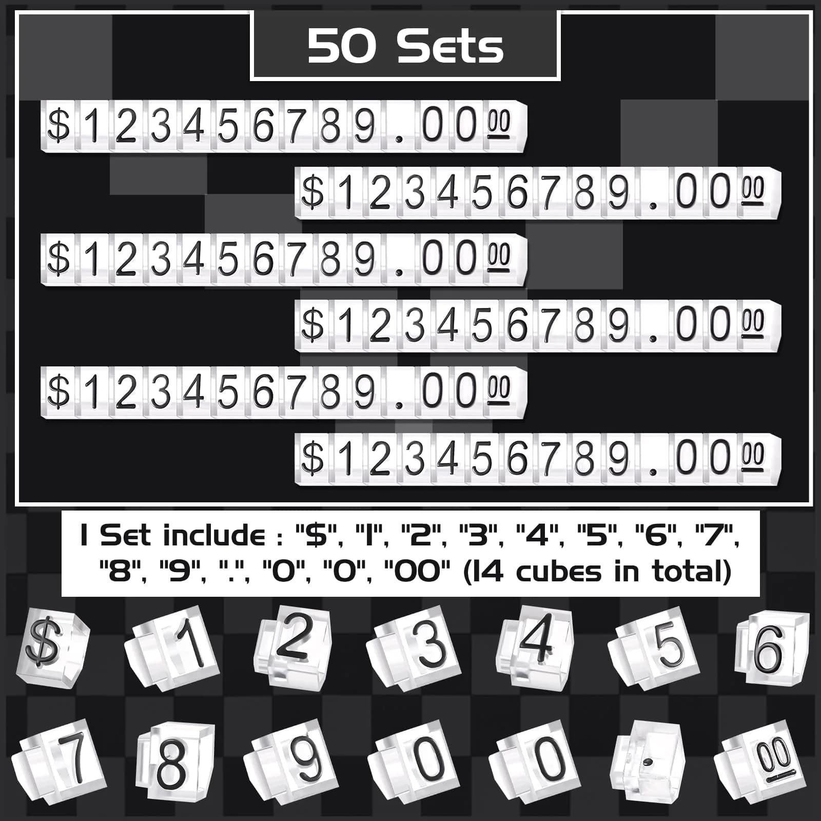 Qunclay Black Number Price Display Cubes 6x4mm (0.24x0.16 inches) | Adjustable Retail Price Tags - view 5