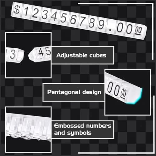 Qunclay Black Number Price Display Cubes 6x4mm (0.24x0.16 inches) | Adjustable Retail Price Tags thumbnail 6