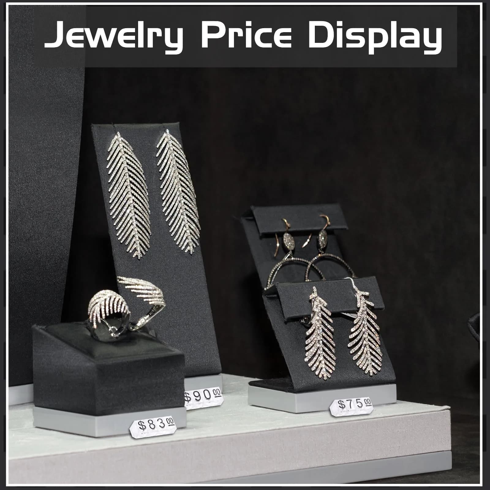 Qunclay Black Number Price Display Cubes 6x4mm (0.24x0.16 inches) | Adjustable Retail Price Tags - view 2