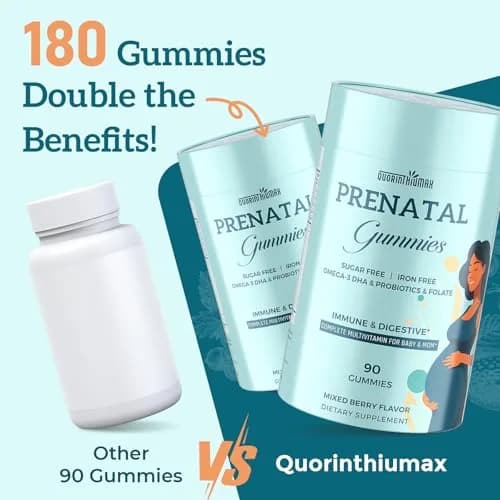 Quorinthiumax Prenatal Gummies Sugar Free 180 Count | Organic, DHA & Probiotics for Women thumbnail 5