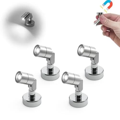 SUZEYAR Miniature LED Light 4 Pack | Battery Operated, Wireless, Magnet Base, Cool White thumbnail 1