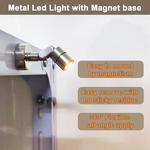 SUZEYAR Miniature LED Light 4 Pack | Battery Operated, Wireless, Magnet Base, Cool White thumbnail 6