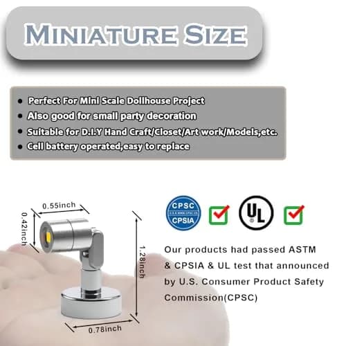 SUZEYAR Miniature LED Light, Tiny Spot Lights with Magnet Base, Battery Operated, Wireless for Artwork & DIY (Warm White) thumbnail 2