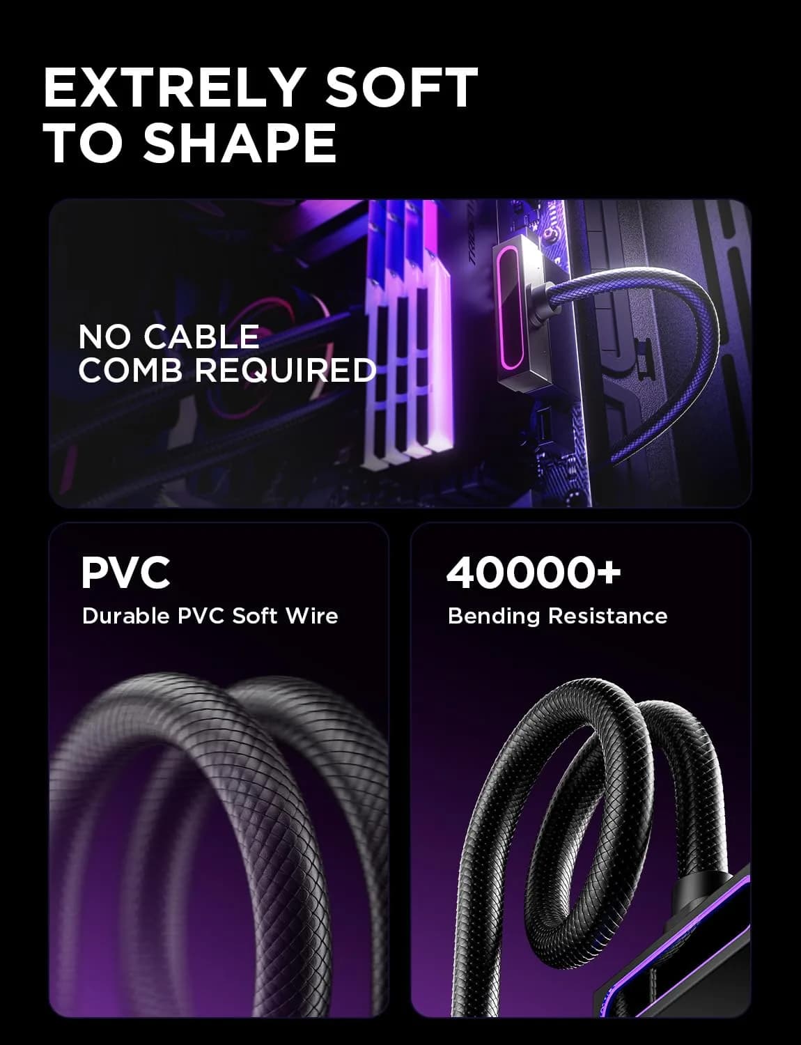 AsiaHorse Hydrus-24PIN PC PSU Extension Cable ARGB LED 30cm | Copper Wire Motherboard Power Extension thumbnail 7