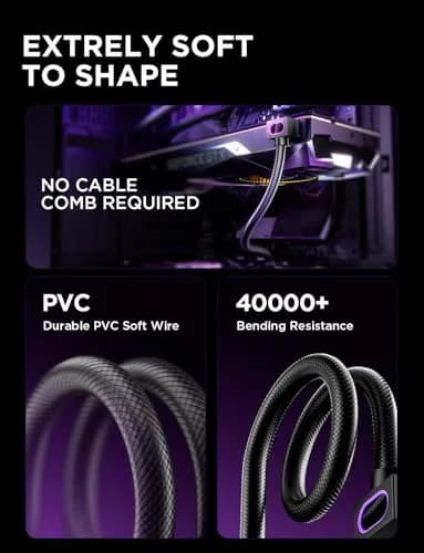 AsiaHorse Hydrus 8-Pin GPU PSU Extension Cable 30cm (11.81 in) | ARGB Lighting, 2500W Power Support thumbnail 7