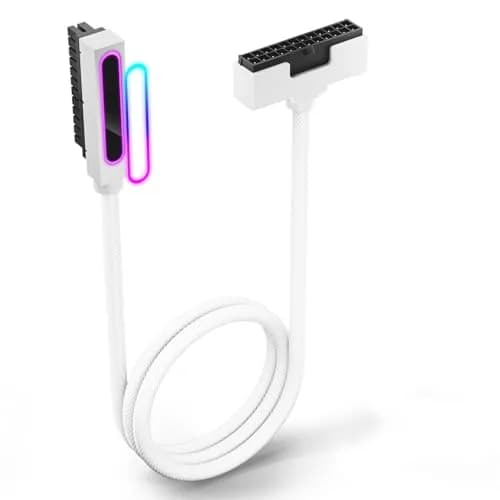 AsiaHorse Hydrus-24PIN PC PSU Extension Cable ARGB LED, Copper Wire Motherboard Power Extension, 30cm, White thumbnail 1