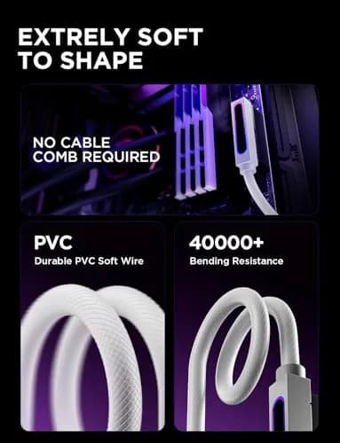 AsiaHorse Hydrus-24PIN PC PSU Extension Cable ARGB LED, Copper Wire Motherboard Power Extension, 30cm, White thumbnail 6