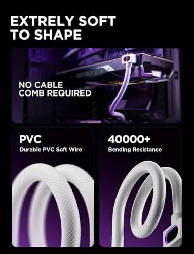 AsiaHorse Hydrus ARGB GPU PSU Extension Cable 30cm (11.81 in) White | Integrated Minimalist Design thumbnail 8