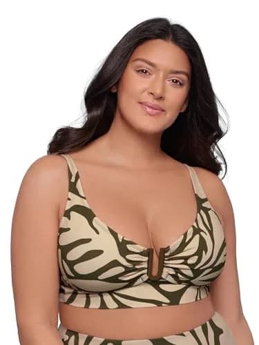 S3 Swim Women's Supportive Banded U-Wire Midkini Top | Modern Foliage Eucalyptus Support thumbnail 1
