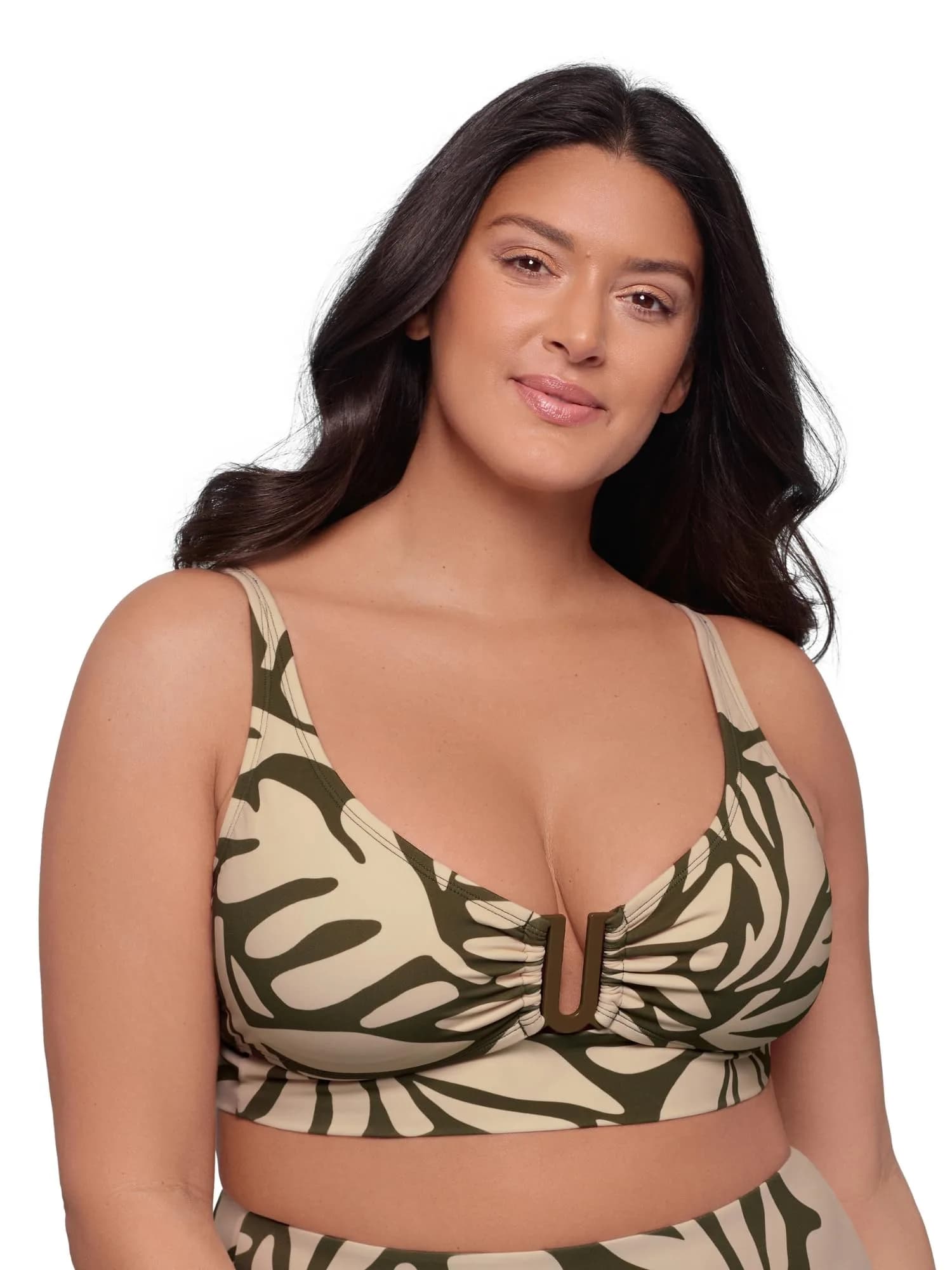 S3 Swim Women's Supportive Banded U-Wire Midkini Top | Modern Foliage Eucalyptus Support