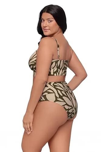 S3 Swim Women's Supportive Banded U-Wire Midkini Top | Modern Foliage Eucalyptus Support thumbnail 2
