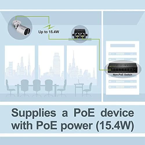 TRENDnet Gigabit Power Over Ethernet Injector, 1 x Gigabit Ethernet, 15.4W, Black, TPE-113GI | Supports Full Duplex Gigabit Speeds thumbnail 2